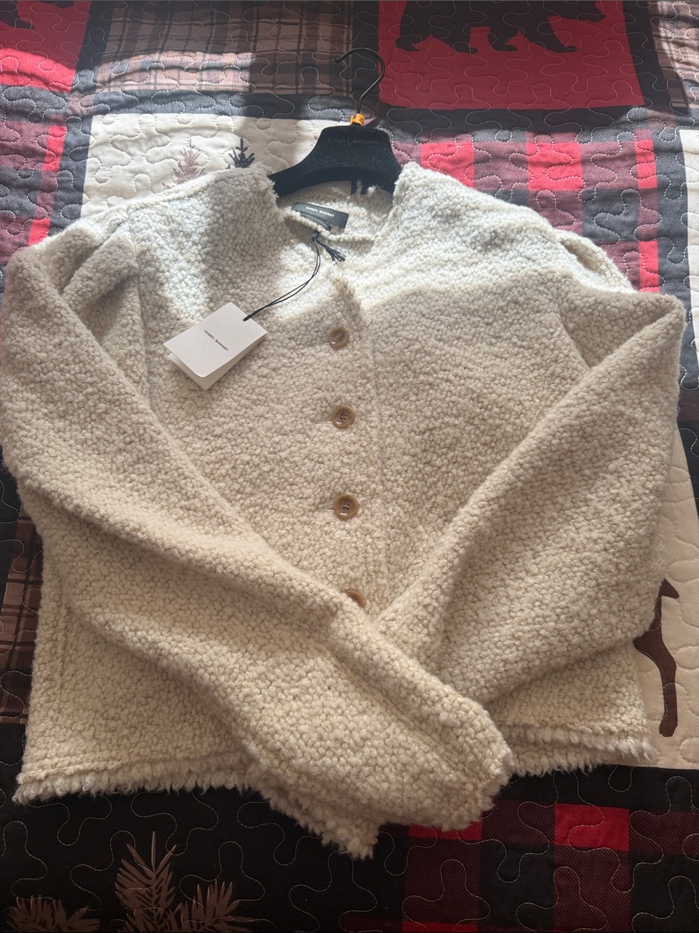 Isabel Marant Veste Izma Cream Textured Sherpa Jacket